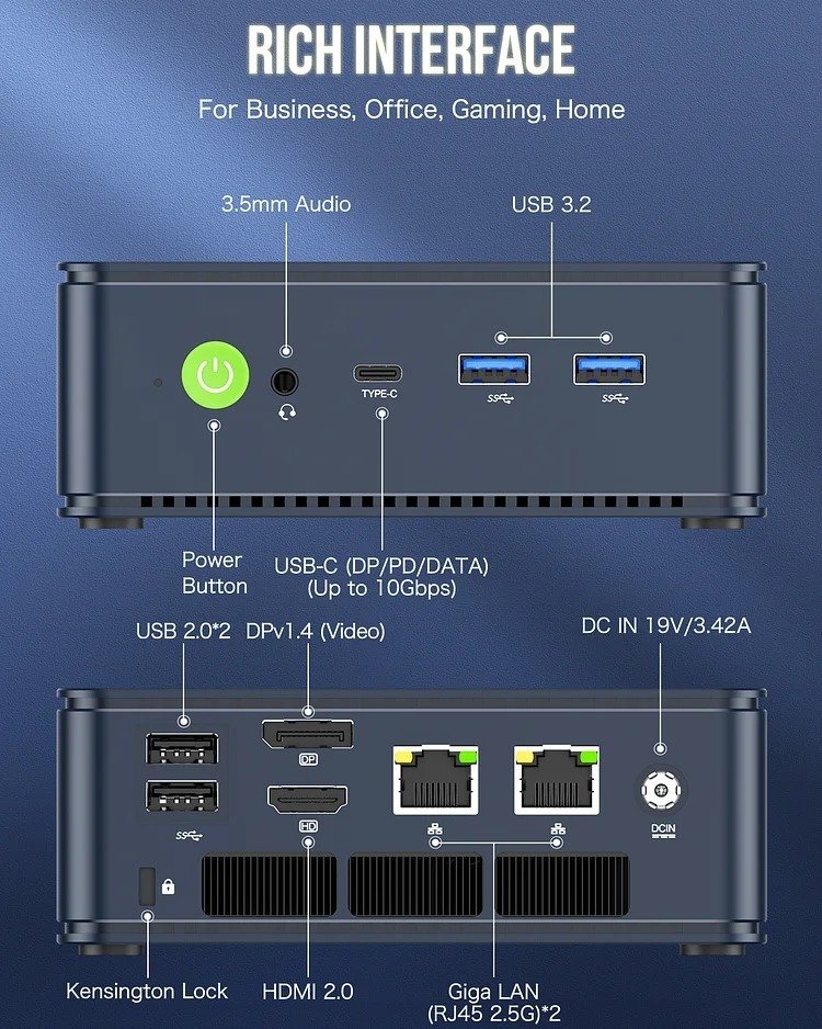 GMKtec Mini PC AMD 5700U - 32GB/1TB SSD, Win 11 Pro - NUCBox-M5 thumbnail 6