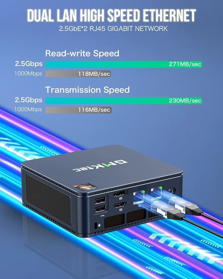 GMKtec Mini PC AMD 5700U - 32GB/1TB SSD, Win 11 Pro - NUCBox-M5 thumbnail 4