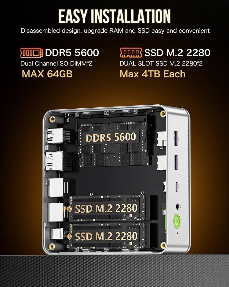 GMKtec Mini PC AMD Ryzen 7 8845HS - 32GB/1TB SSD, Windows 11 Pro - NUCBox-K8 thumbnail 7