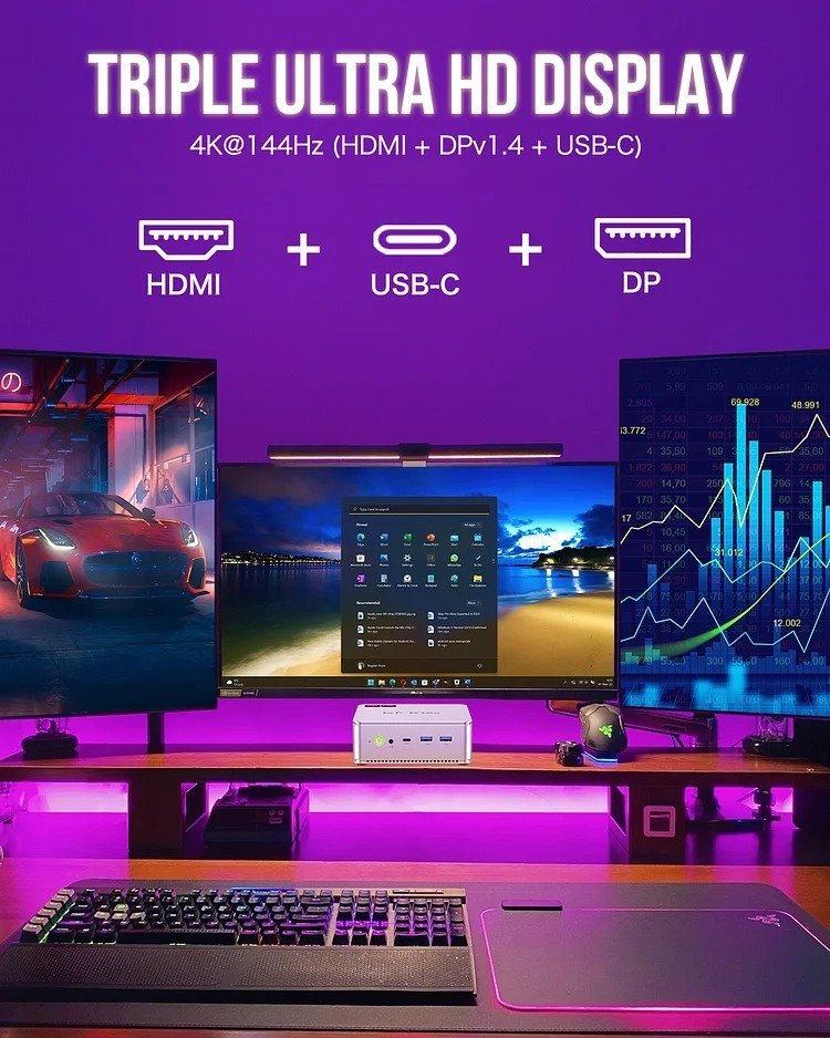 GMKtec Mini PC AMD Ryzen 7 8845HS - 32GB/1TB SSD, Windows 11 Pro - NUCBox-K8 thumbnail 3