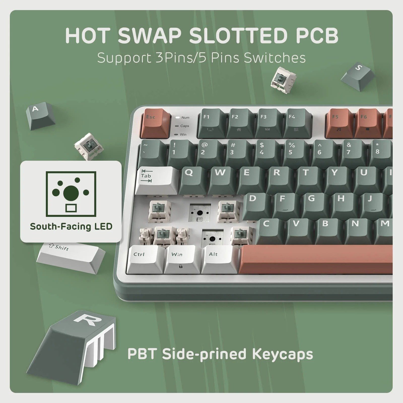 Royal Kludge RGB Tri-Mode Gaming Keyboard featuring Chartreuse Switches - RK-S98 thumbnail 7