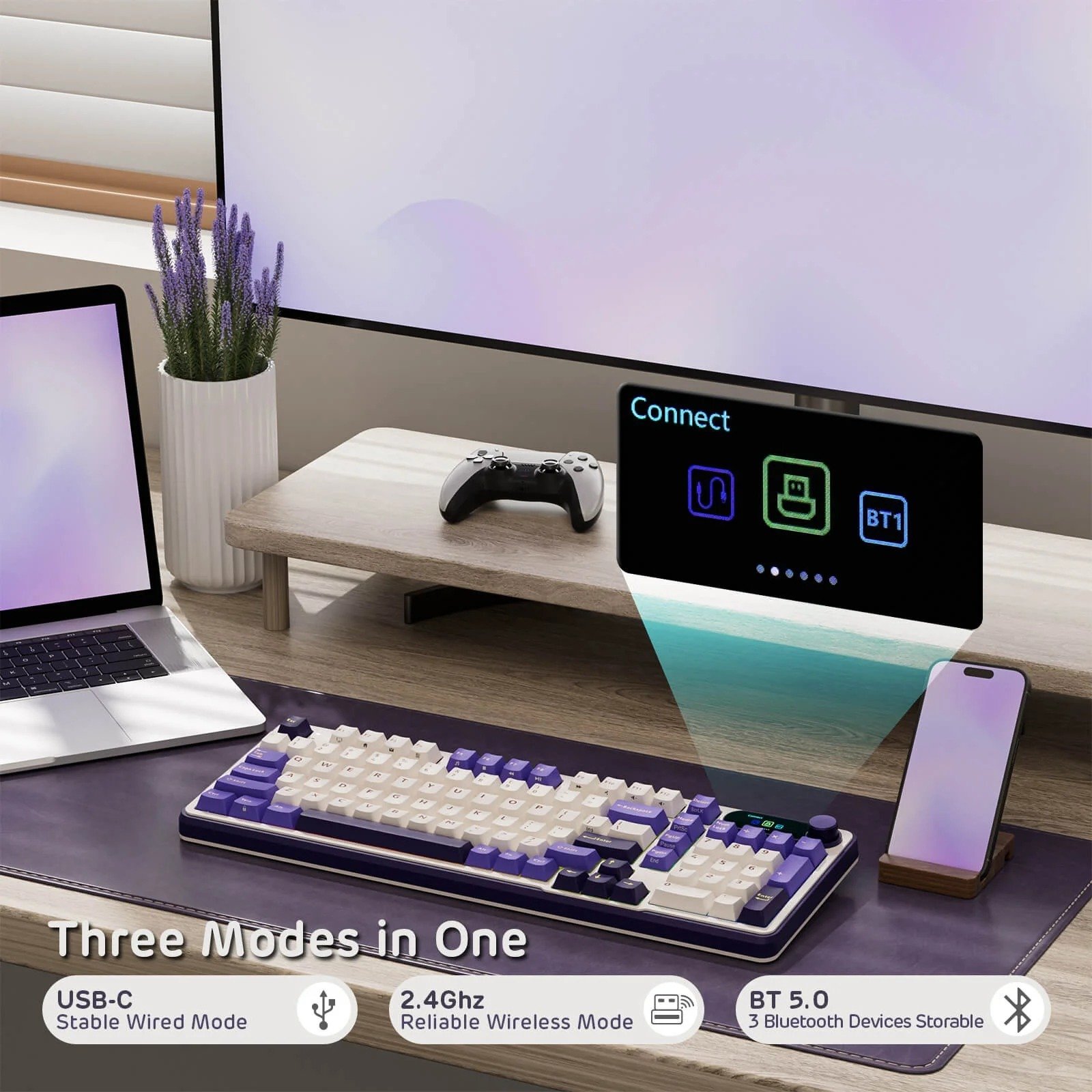 Royal Kludge RGB Tri-Mode Gaming Keyboard featuring Chartreuse Switches - RK-S98 thumbnail 5