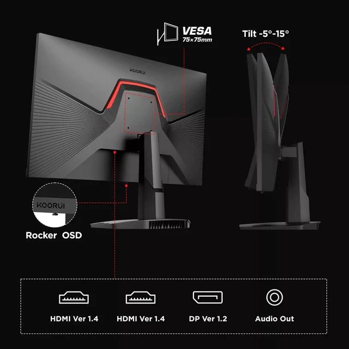 Koorui 24.5-Inch FHD Gaming Computer Monitor VA 170Hz - 25E3A thumbnail 4