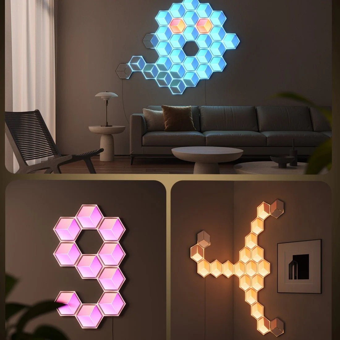 Govee Glide Hexagon Light Panels Ultra in Meteor Gray - PC066265 thumbnail 9