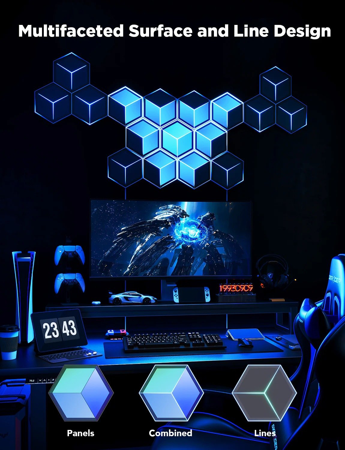 Govee Glide Hexagon Light Panels Ultra in Meteor Gray - PC066265 thumbnail 8
