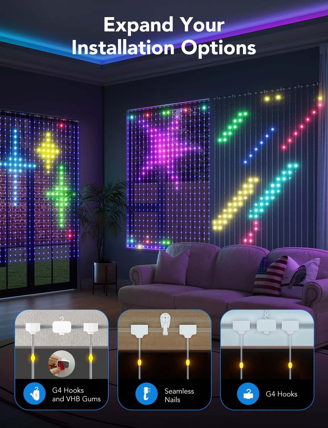 Govee Curtain Lights - Dynamic DIY Canvas - PC066530 thumbnail 4