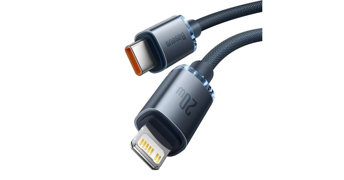 BASEUS CRYSTAL SHINE SERIES TYPE-C TO LIGHTNING CHARGING CABLE 1.2M 20W BLACK CAJY000201.BK