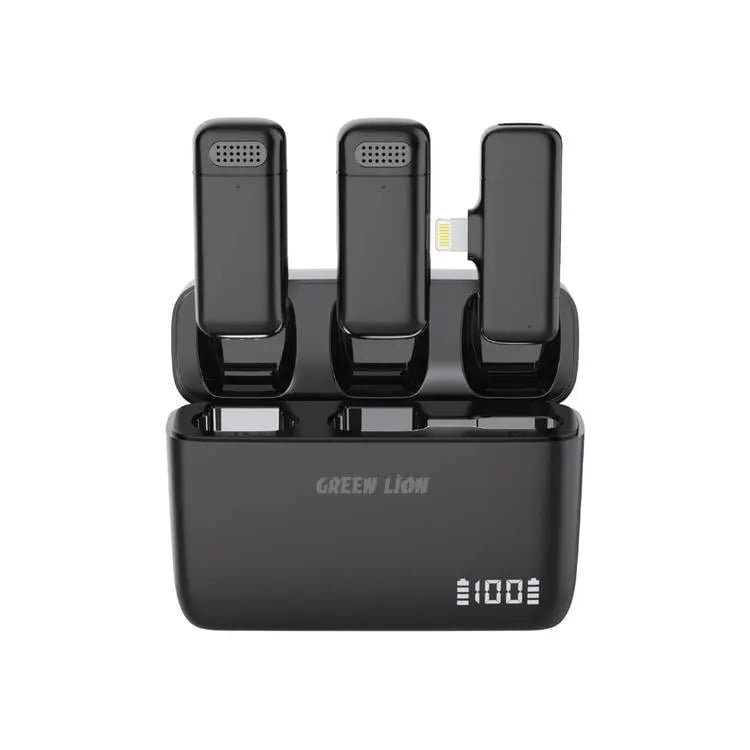 GREEN LION DUO CAST WIRELESS MIC LIGHTNING BLACK GNDCTWMICLGBK
