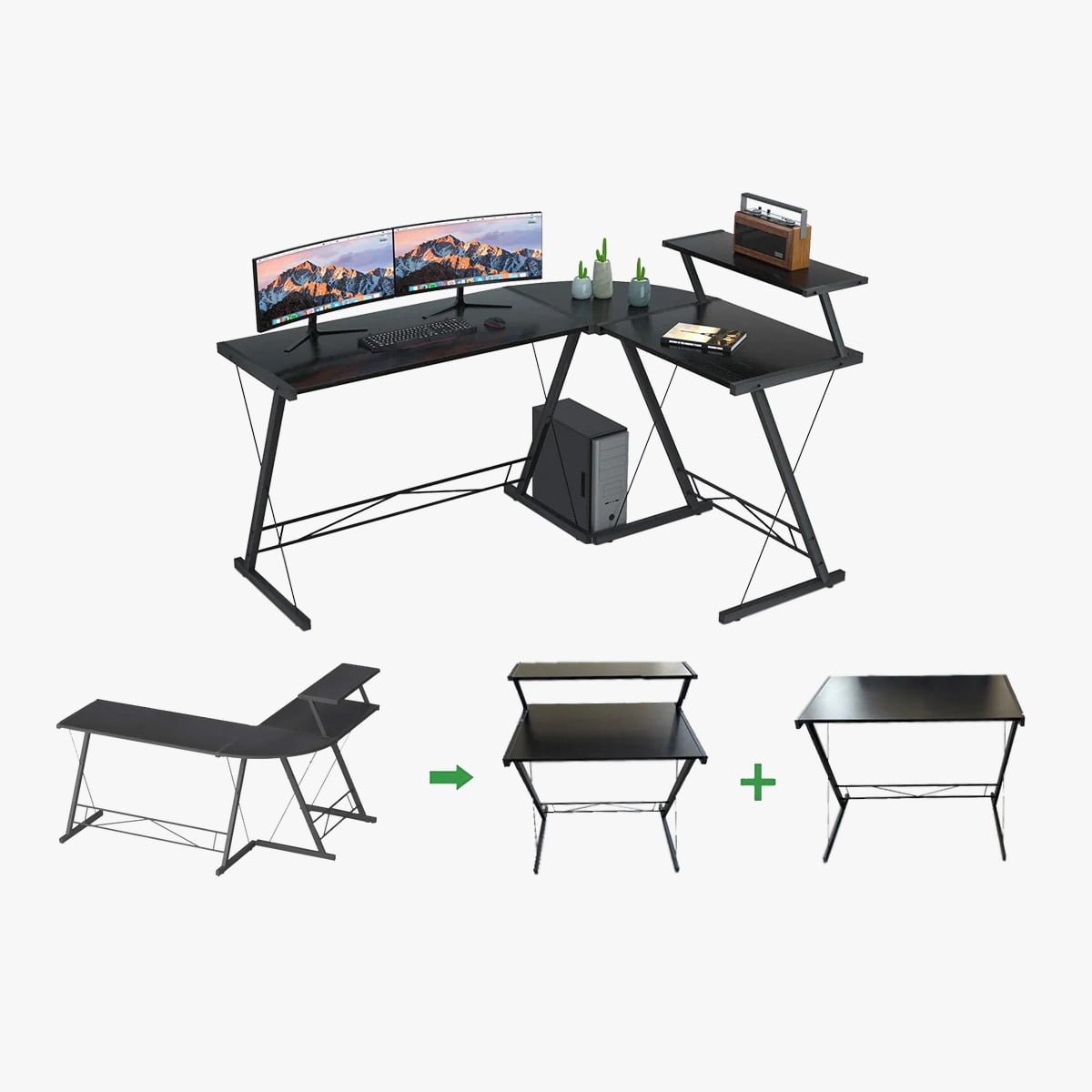 GAMEON 3 IN 1 L SHAPED SLAYER GAMING DESK BLACK GOSLAYERXLII