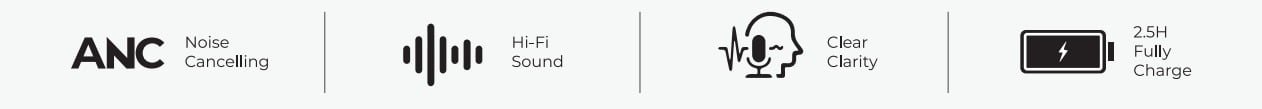 Blupebble C50 Over-Ear Foldable Hybrid Noise Cancelling Headphones - Black BP-PAC50ANC-BK thumbnail 3