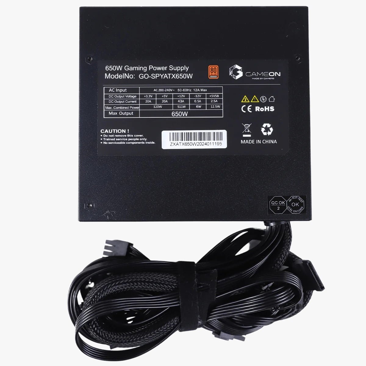 GameOn 650 Watts 80 Plus Bronze Gaming Power Supply - Reliable Performance GO-SPYATX650W thumbnail 3