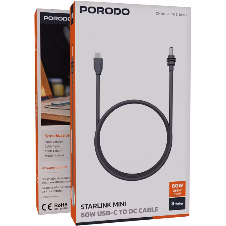 PORODO STARLINK MINI 60W USB C TO DC CABLE 60W 3M GREY PDCCTR96CGY thumbnail 3