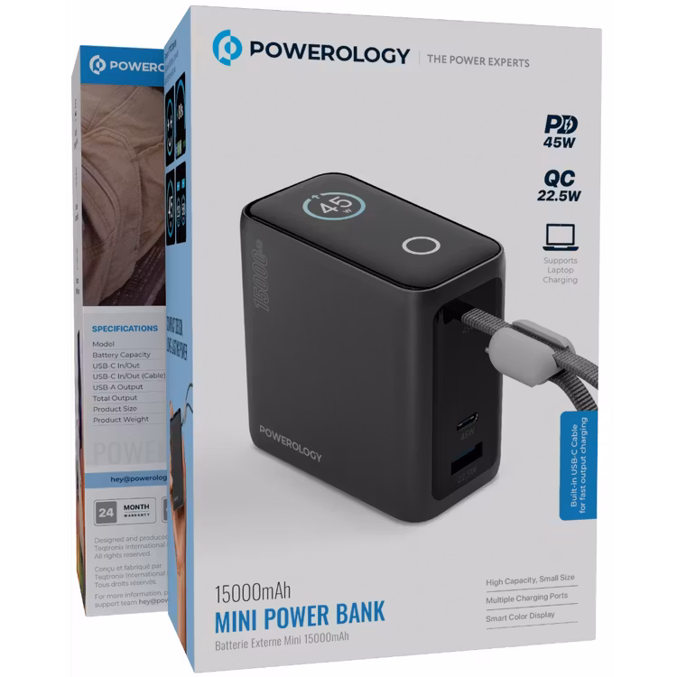 POWEROLOGY 15000MAH MINI POWERBANK GRAY PPBCHA60GY thumbnail 6