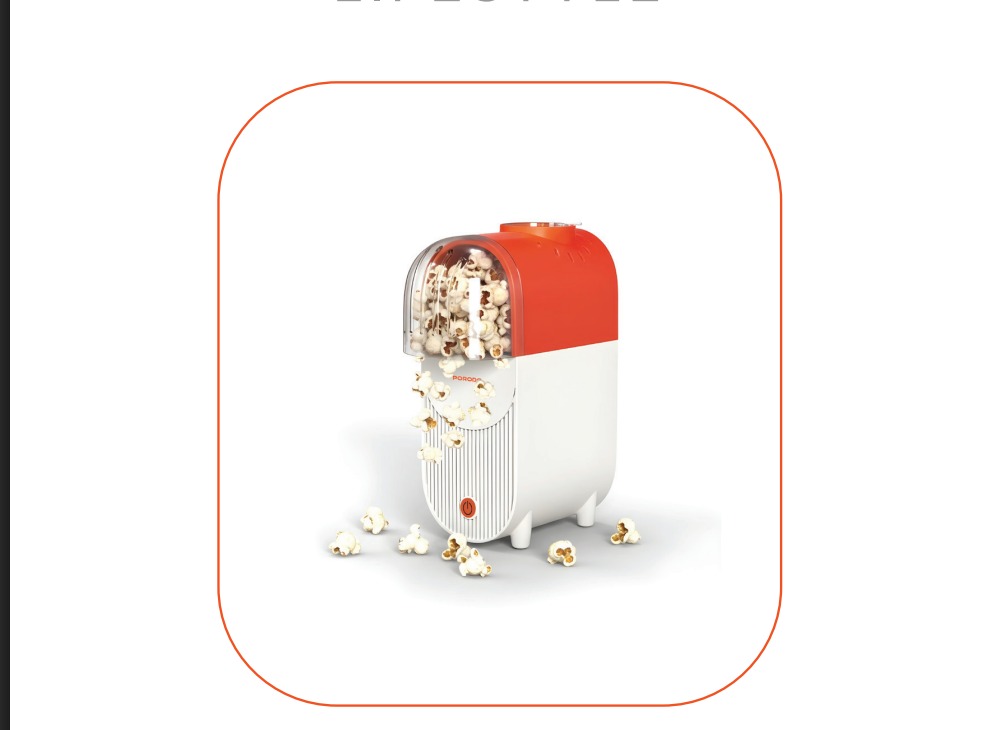 PORODO LIFESTYLE POPPER HOT AIR POPCORN MAKER WHITE AND ORANGE PDLFSTN005WHOG