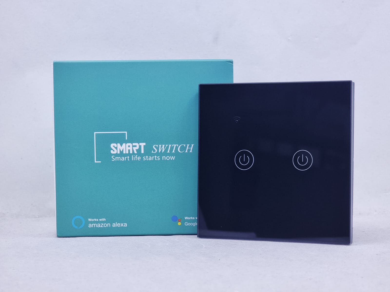 SMART SWITCH WIFI COMPATIBLE AMAZON ALEXA PANEL GANG 2 BLACK DS-101