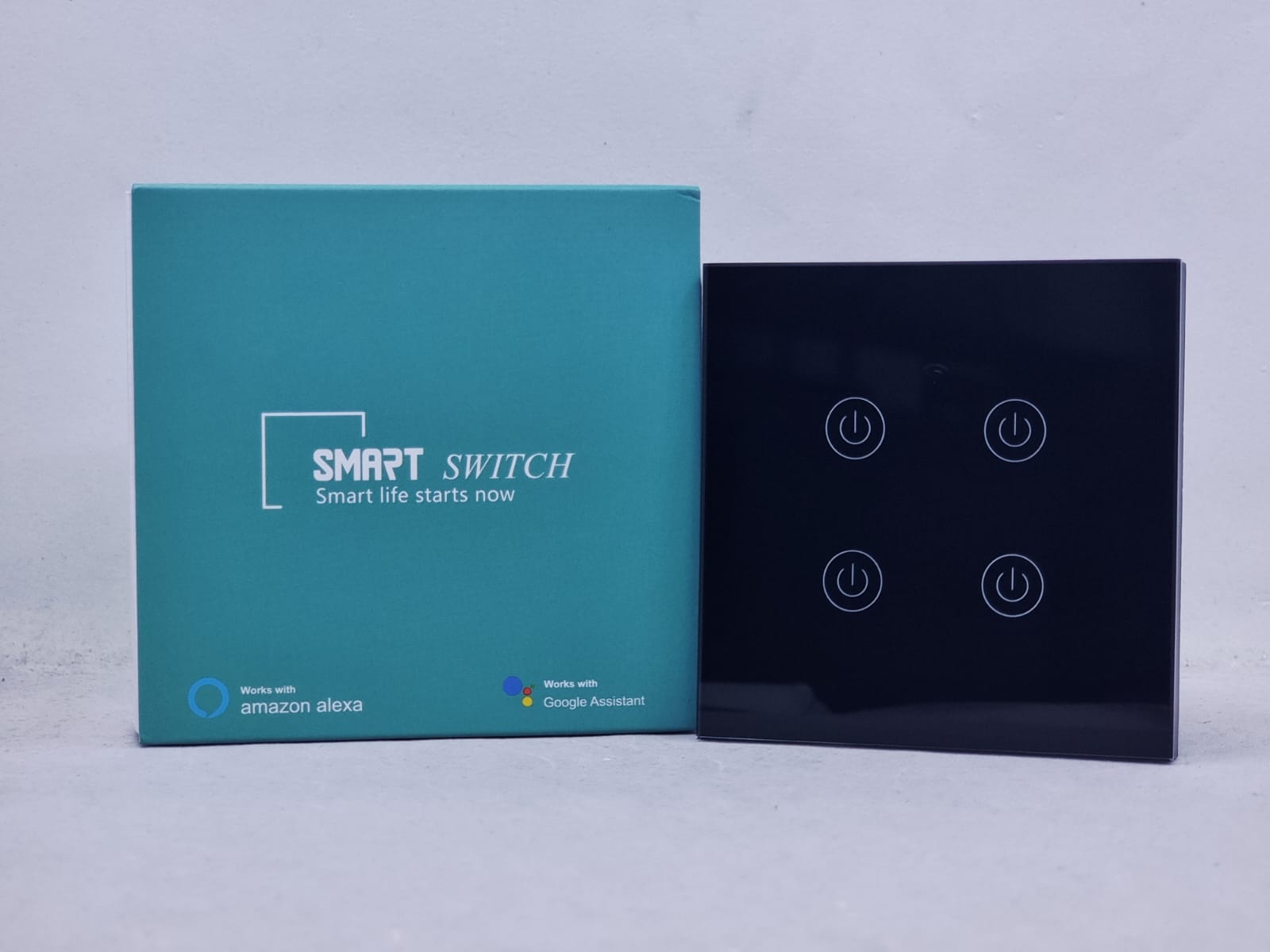SMART SWITCH WIFI COMPATIBLE AMAZON ALEXA PANEL GANG 4 BLACK DS-101