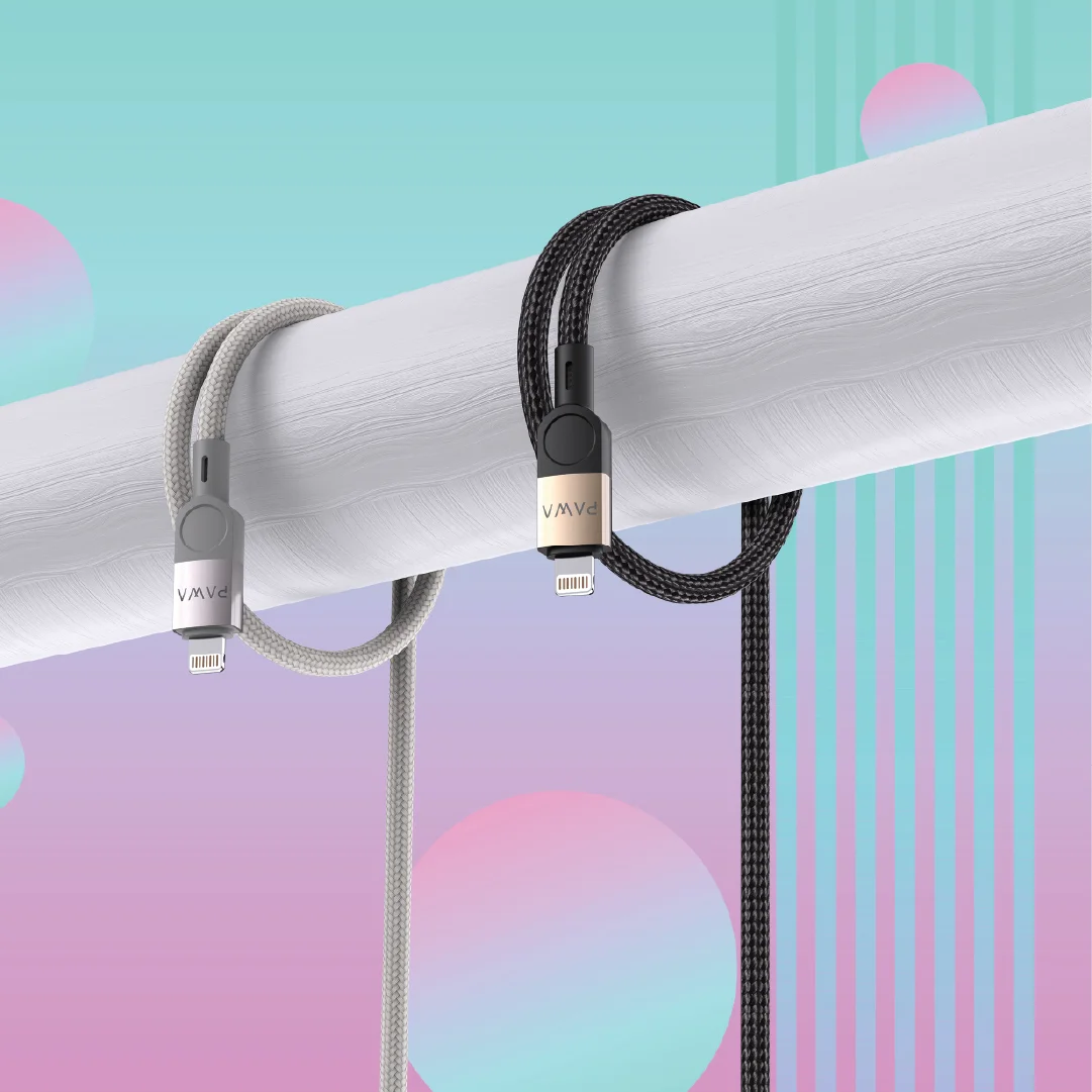 PAWA LEVIN USB A TO LIGHTNING 3.1A BRAIDED CABLE 1.2M DESERT BLACK PW-12BDC252-DTBK thumbnail 2