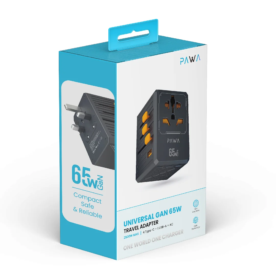 PAWA UNIVERSAL GAN 65W TRAVEL ADAPTER BLACK PW-TCUTA65W-BK thumbnail 3
