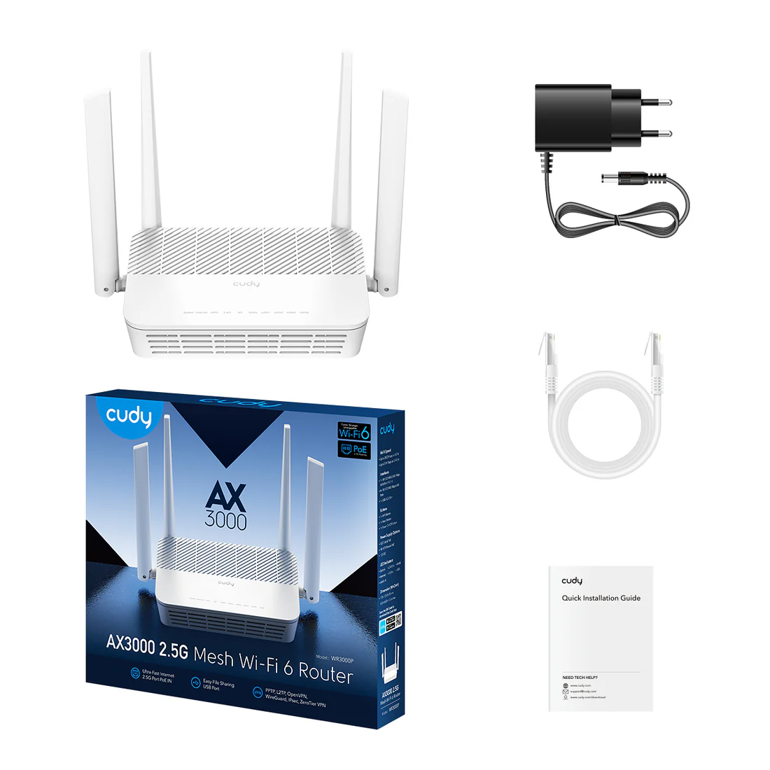 CUDY AX3000 2.5G MESH WIFI 6 ROUTER WR3000P thumbnail 2