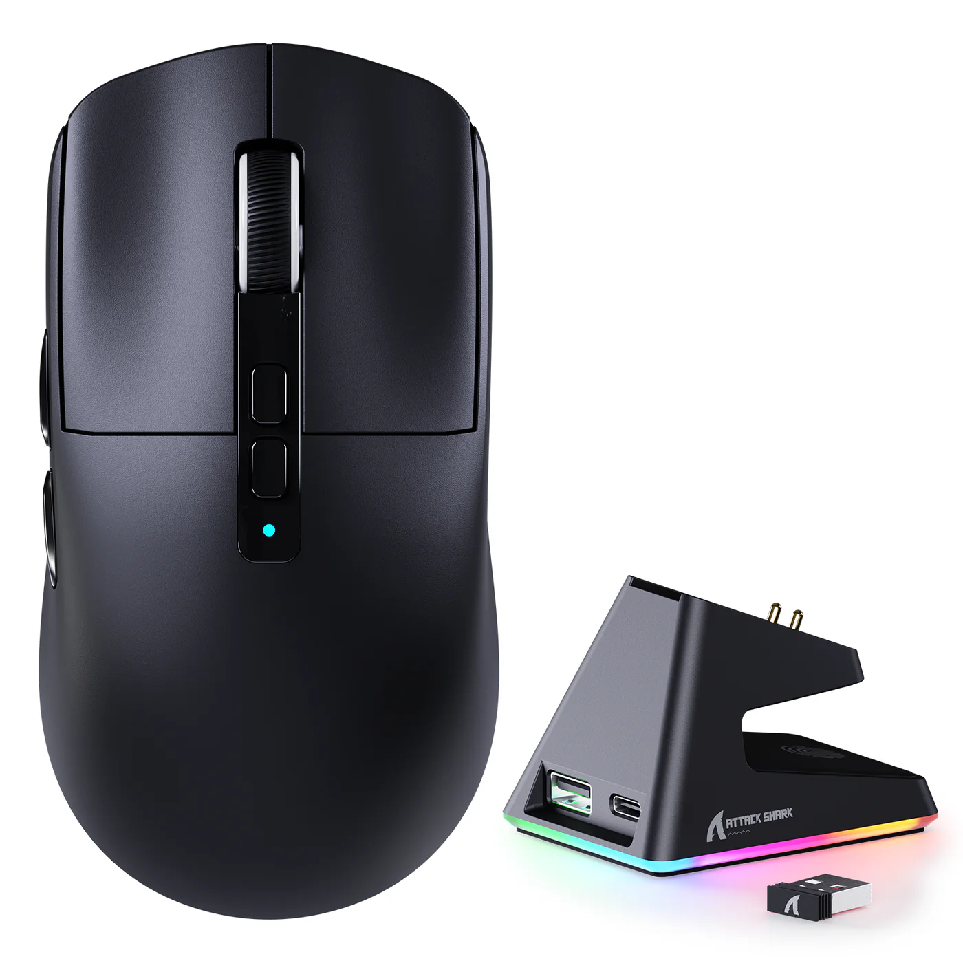 ATTACK SHARK X6 LIGHTWEIGHT WIRELESS GAMING MOUSE WITH RGB CHARGING DOCK  BLACK PAW-3395