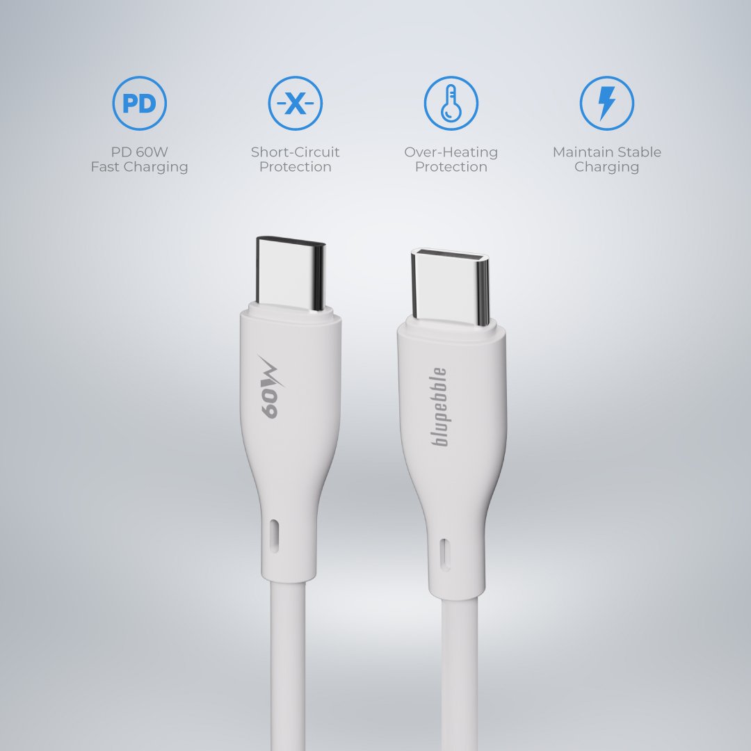 Bluepebble PowerFlow PD60W USB-C to USB-C Cable - Fast and Durable BP-PFUSBC-60W thumbnail 4