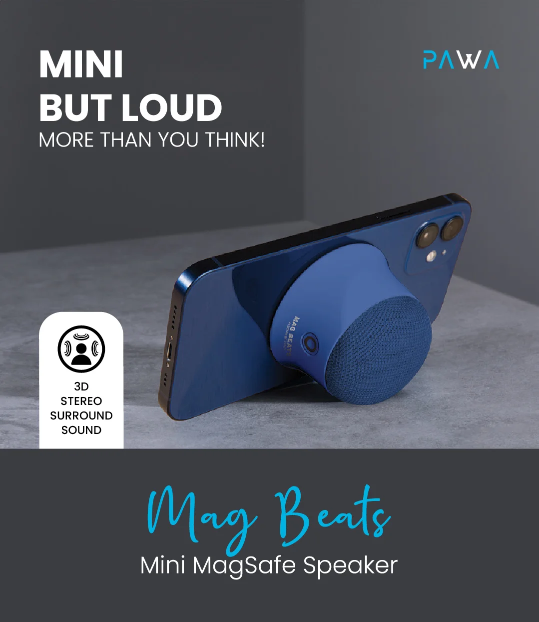 PAWA MAG BEATS MINI MAGSAFE SPEAKER BLUE PW-BTSPKMG2-BU thumbnail 2