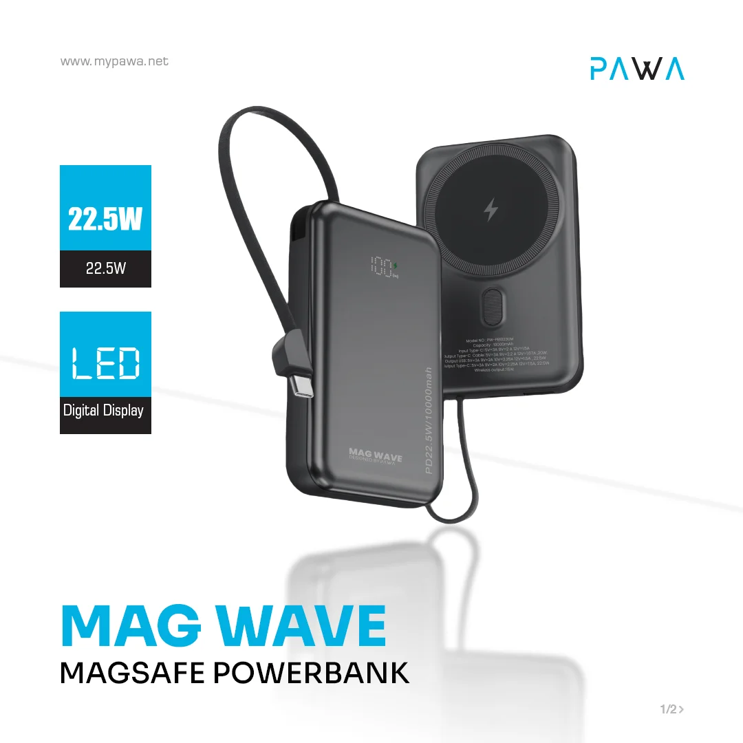 PAWA MAG WAVE 10000MAH MASAFE POWERBANK BLACK PW-PB10230M-BK thumbnail 3