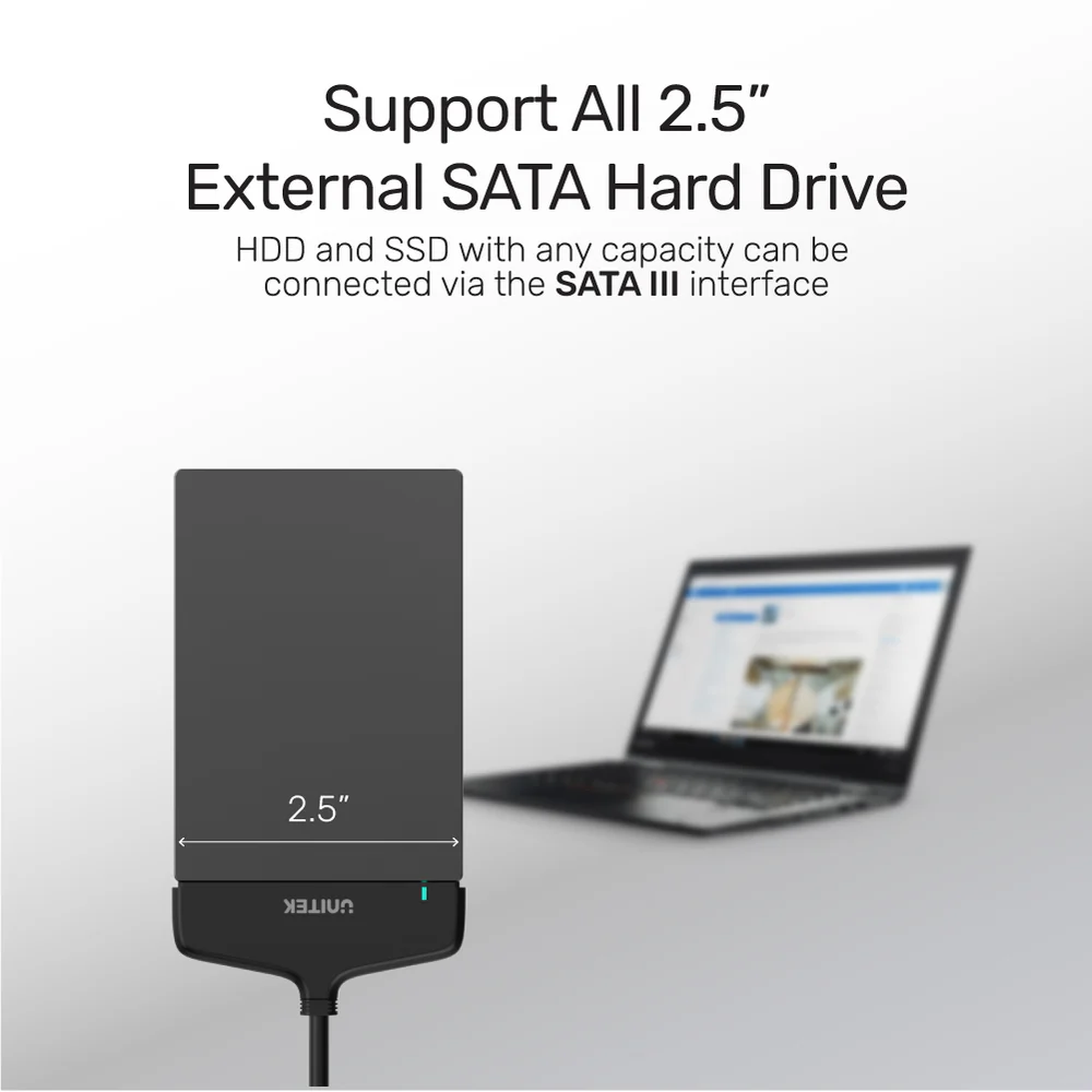 UNITEK USB 3.1 USB A TO 2.5 SATA 6G CONVERTER BLACK Y-1096 thumbnail 5