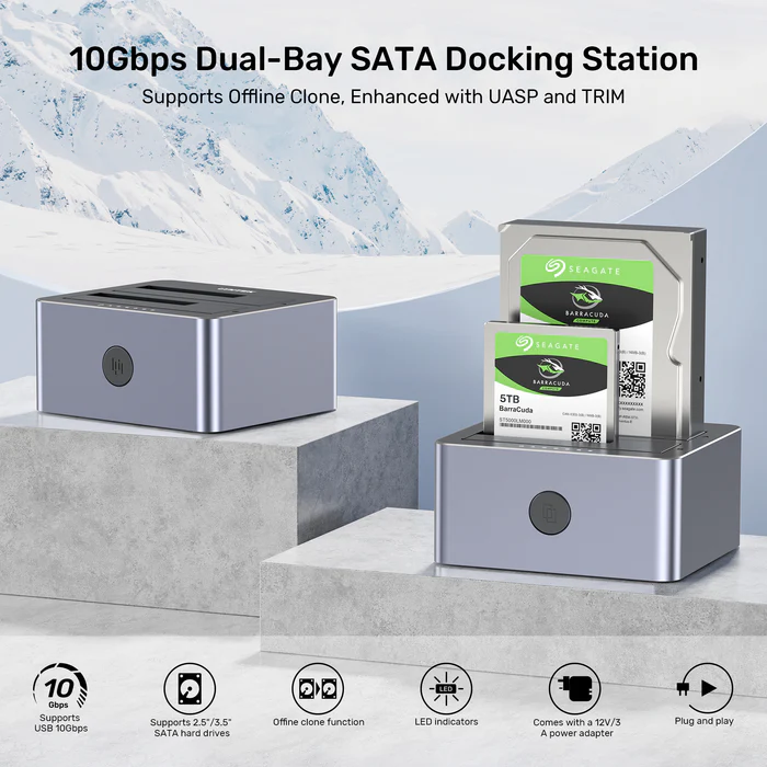 UNITEK 2 X SATA 2.5 INCH DISK CLONE STATION Y-3027GY01-UK thumbnail 15