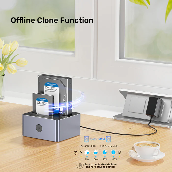 UNITEK 2 X SATA 2.5 INCH DISK CLONE STATION Y-3027GY01-UK thumbnail 8