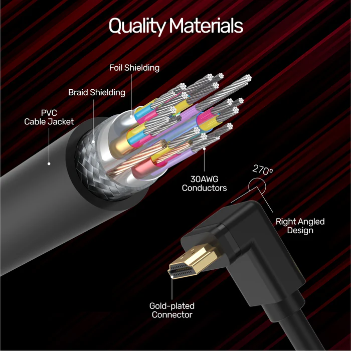 UNITEK 4K ULTRA HD HDMI RIGHT ANGLE 270 DEGREE ELBOW CABLE BLACK Y-C1009 thumbnail 2