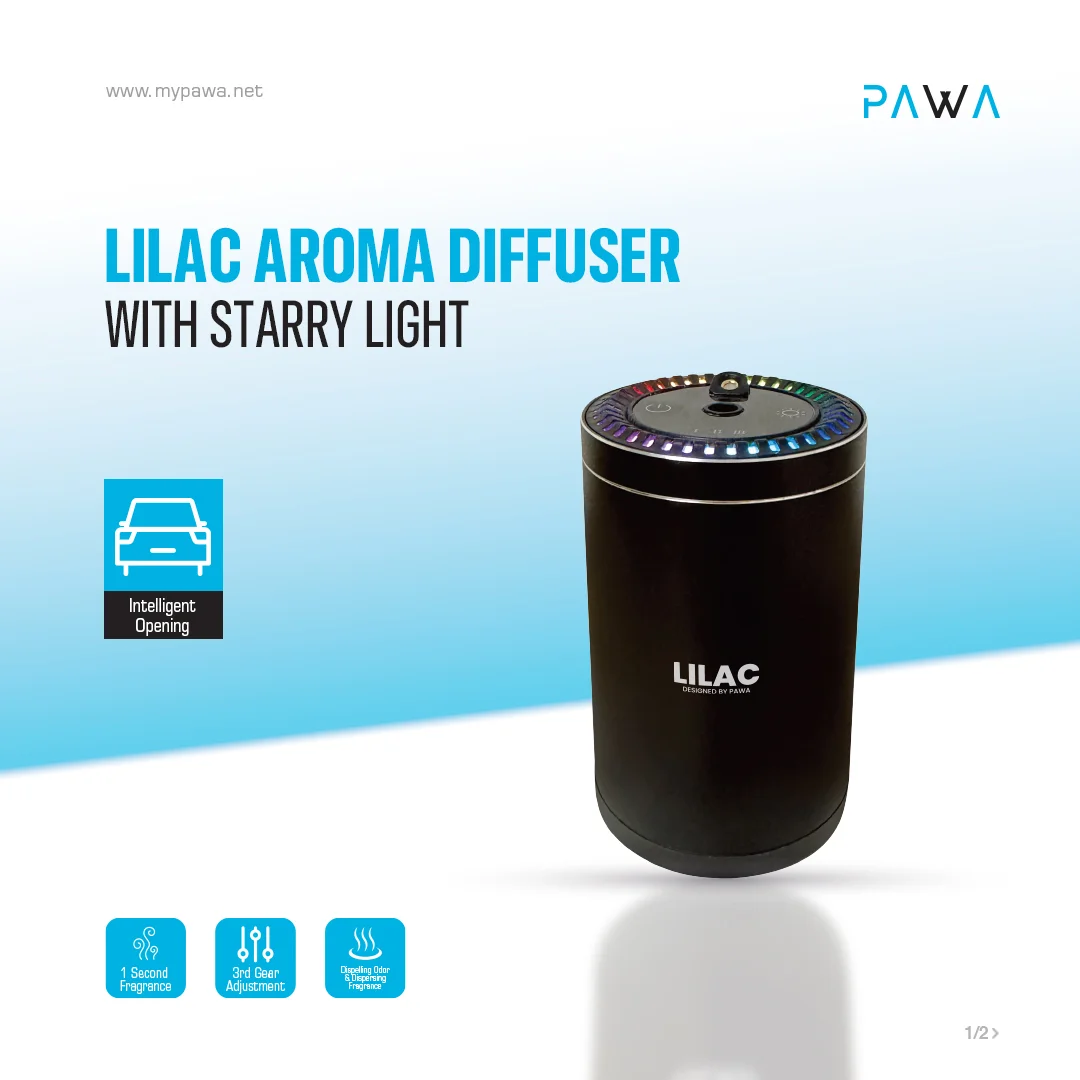 PAWA LILAC AROMA DIFFUSER WITH STARRY LIGHT BLACK PW-PCADL80-BK thumbnail 3