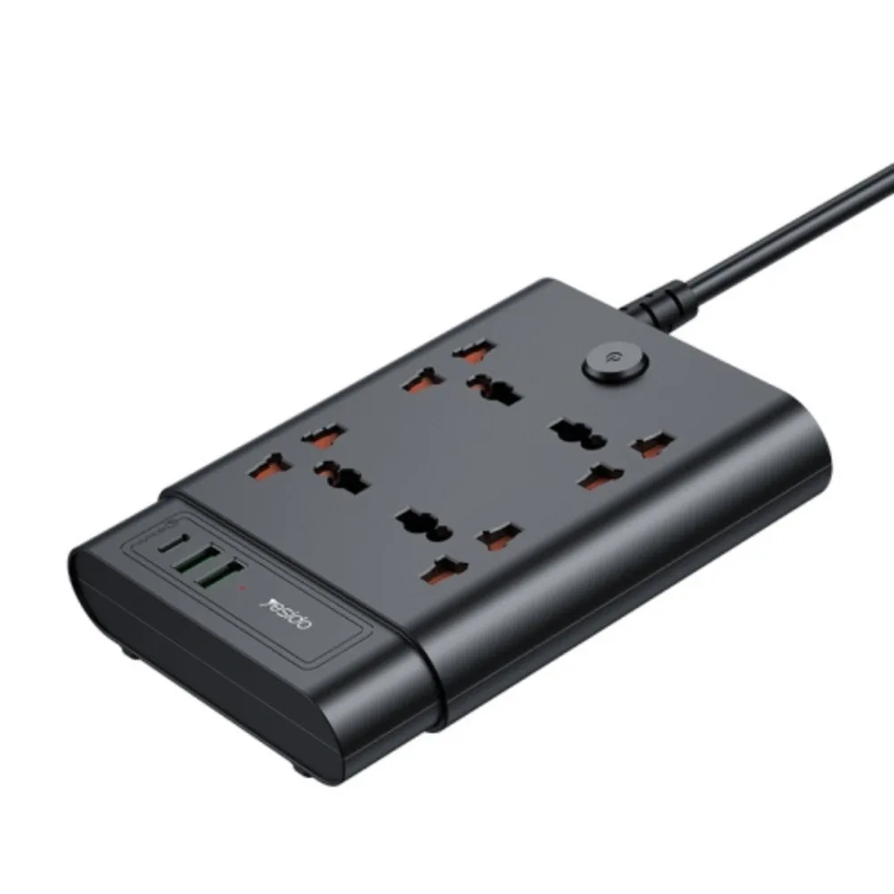 YESIDO POWER SOCKET 38W  2MTR BLACK UK MC11