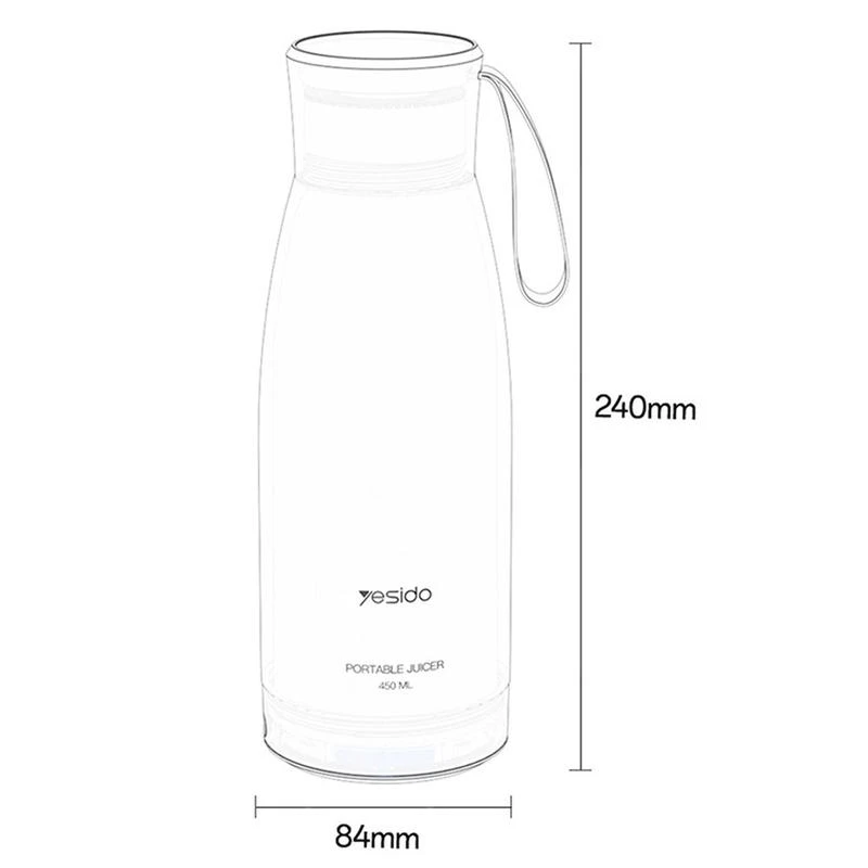 YESIDO 450ML PORTABLE USB C JUICER WHITE EC17 thumbnail 9