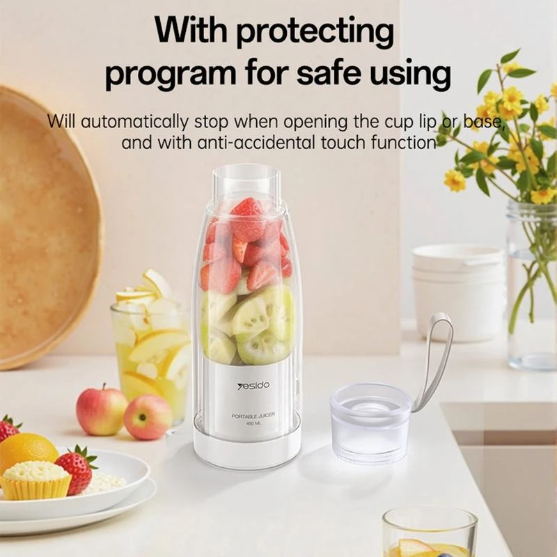 YESIDO 450ML PORTABLE USB C JUICER WHITE EC17 thumbnail 5