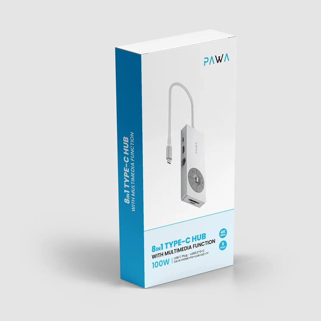 PAWA 8 IN 1 TYPE-C HUB WITH MULTIMEDIA FUCTION 100W PW-THUBB124 thumbnail 6