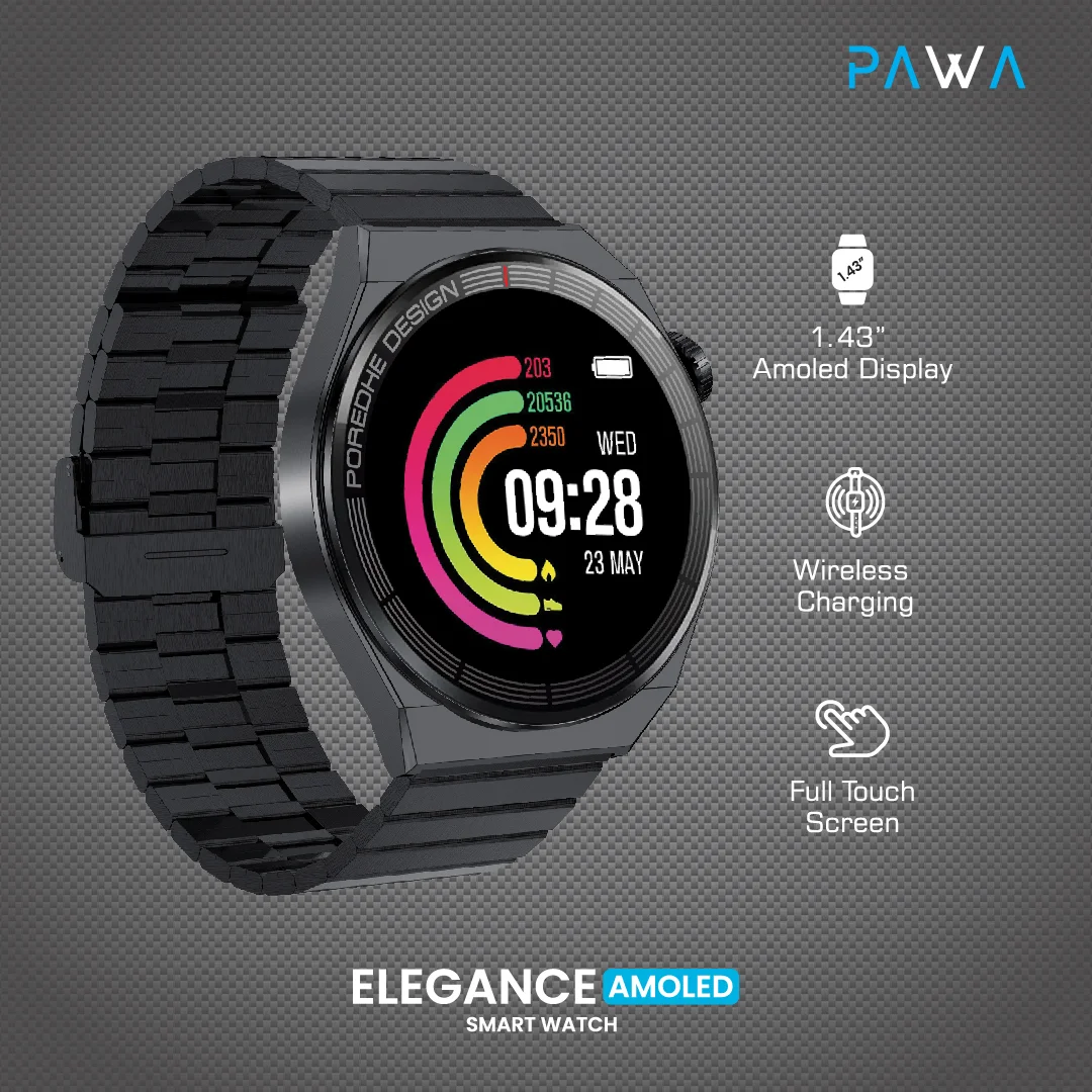 PAWA SMART WATCH ELEGANCE AMOLED BLACK PW-SWE143T2-BK thumbnail 4