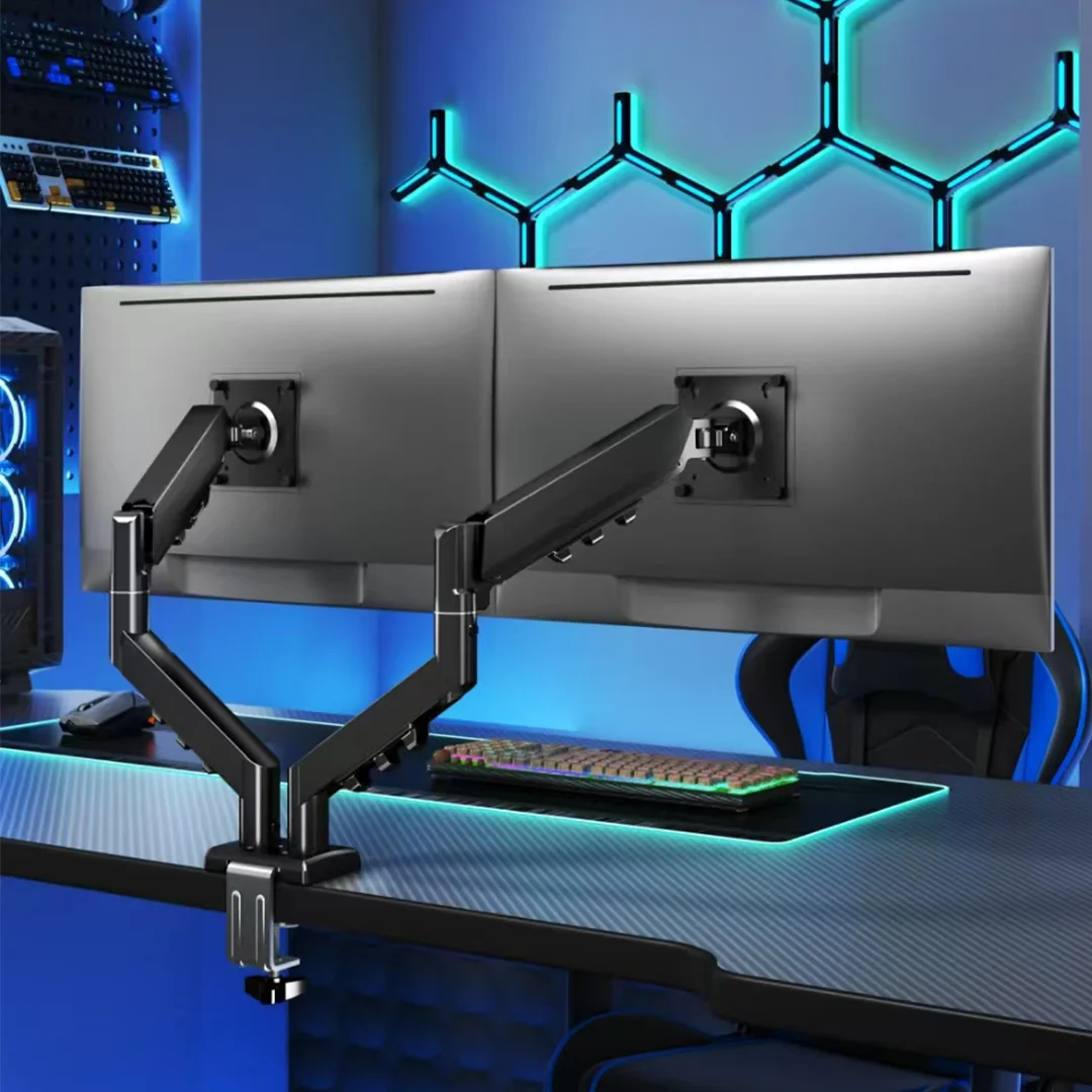 PAWA DOUBLE GAS SPRING COMPUTER ARM WITH 360 DEGREE ROTATION BLACK PW-CASGSM54-BK thumbnail 3