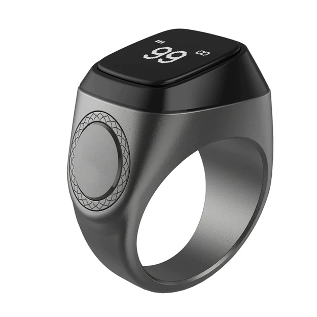 ZIKR RING i QIBLA TASBIH METAL RING 20MM GRAPHITE M02