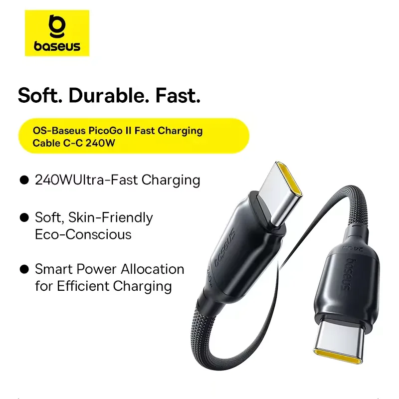 BASEUS PICOGO FAST CHARGING CABLE TYPE C TO TYPE C 240W 2M BLACK E0423301 thumbnail 3