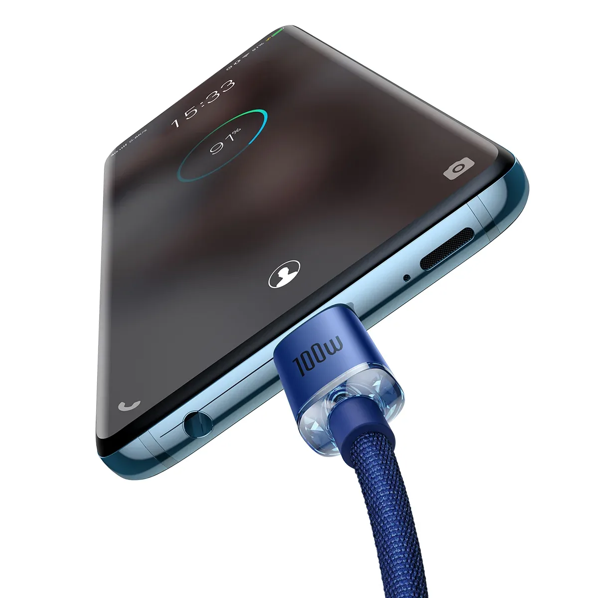BASEUS CRYSTAL SHINE SERIES FAST CHARGING DATA CABLE TYPE C TO TYPE C 100W 2M BLUE CAJY000703 thumbnail 9