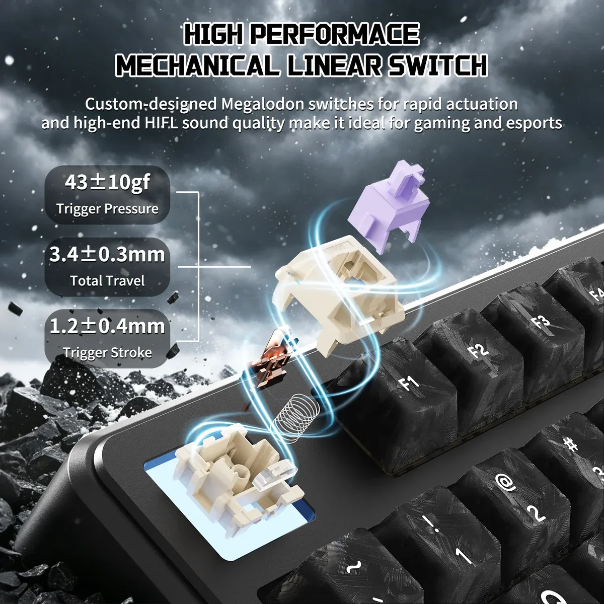 ATTACK SHARK X87 ULTRA RGB HOT SWAPPABLE SHAFTS MEGALODON SWITCH INK SHADOW