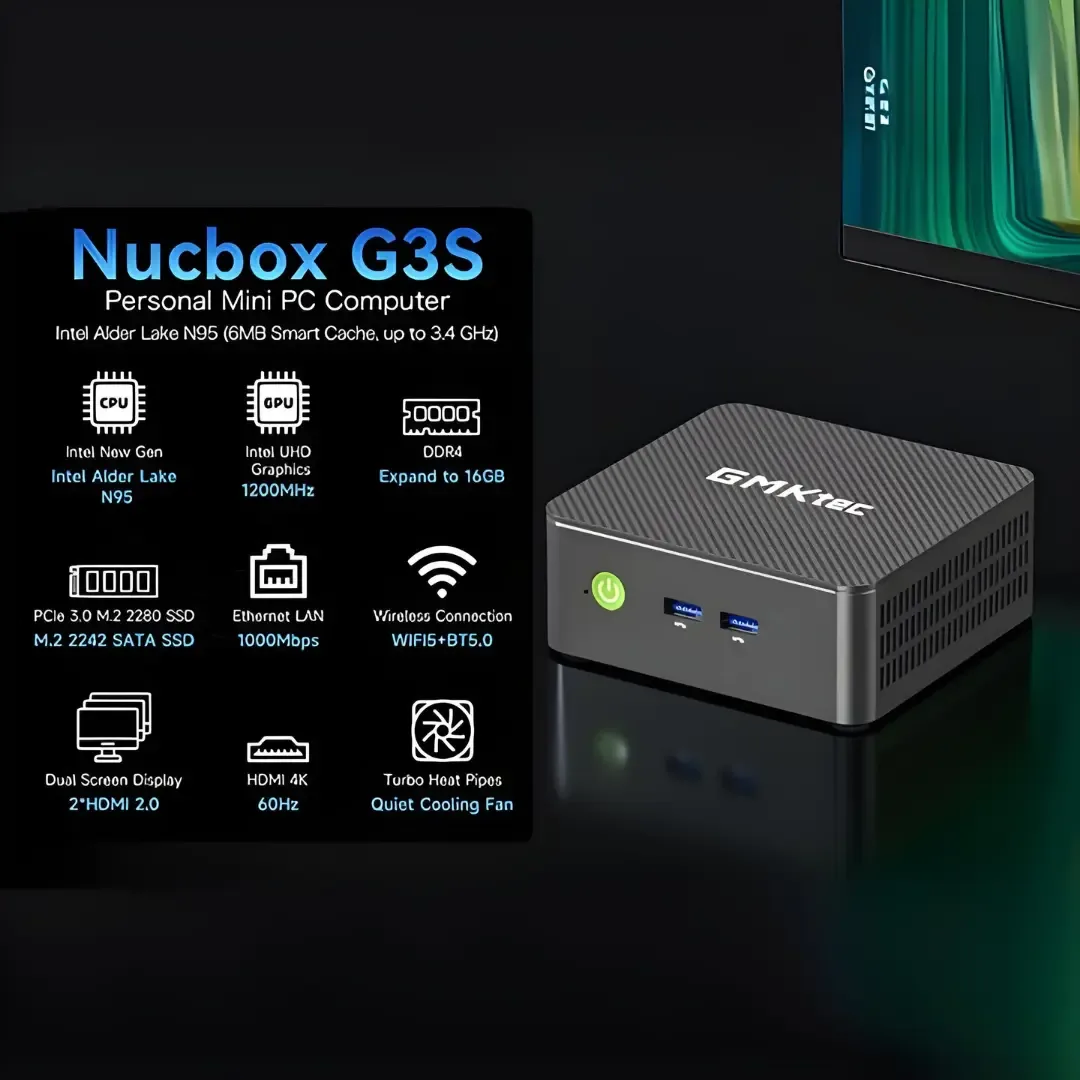 GMKTEC MINI PC INTEL N95 8GB RAM 256GB SSD WIN 11 PRO NUCBOX-G3S thumbnail 5