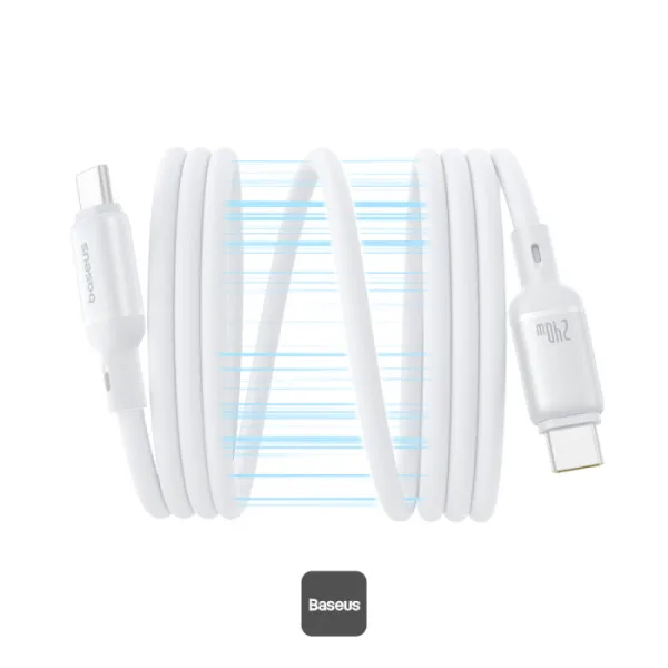 BASEUS PICOGO MAGNETIC LIQUID SILICONE FAST CHARGING CABLE USB C TO USB C 240W 1M WHITE P10376800211