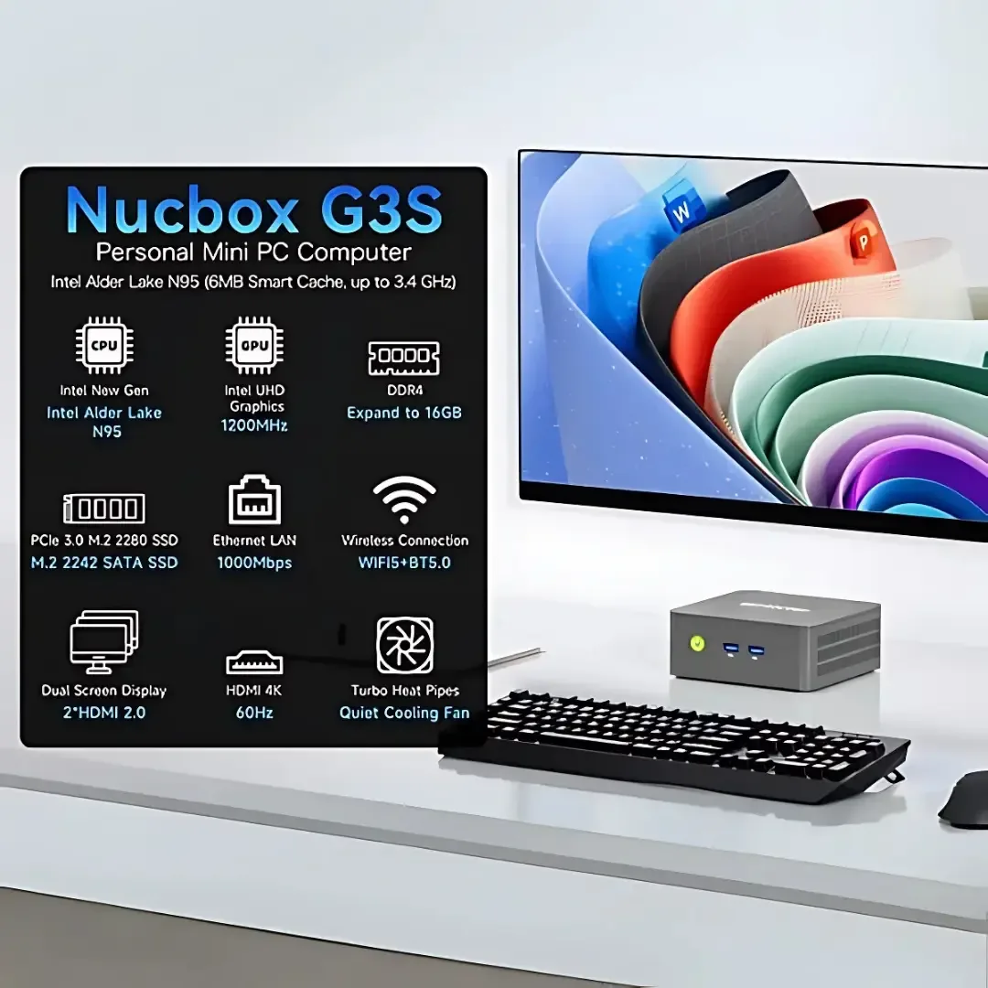 GMKTEC MINI PC INTEL N95 8GB RAM 256GB SSD WIN 11 PRO NUCBOX-G3S thumbnail 7