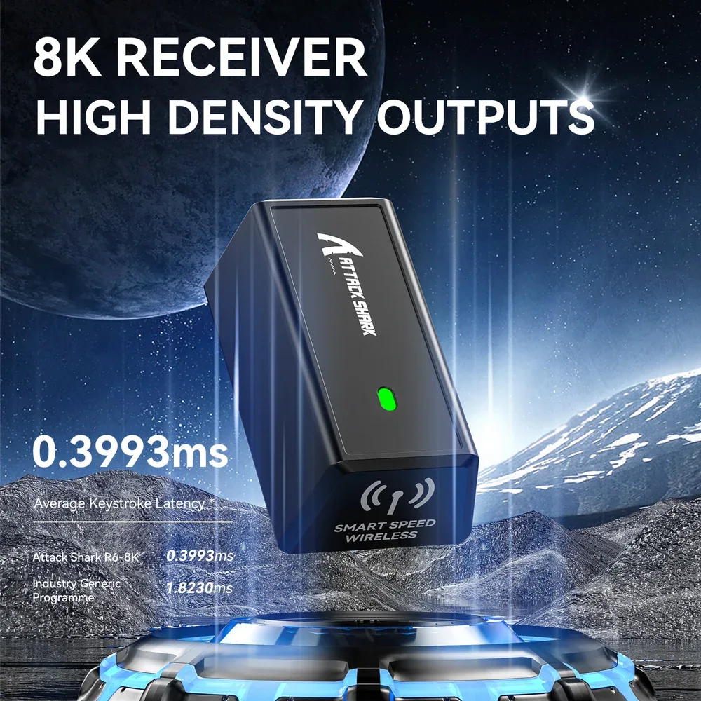 ATTACK SHARK R6 ULTRALIGHT TRI MODE WIRELESS GAMING MOUSE BLACK PAW3950 thumbnail 6