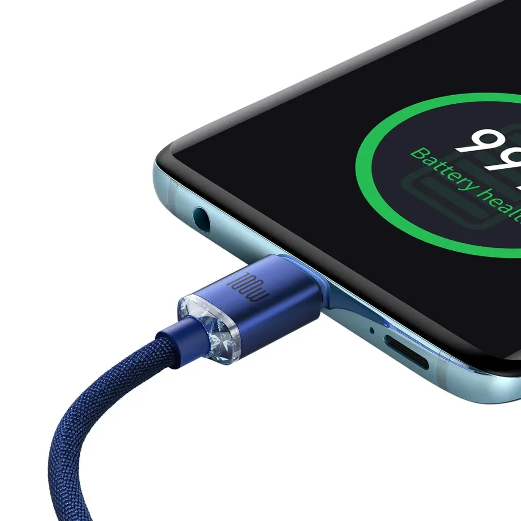 BASEUS CRYSTAL SHINE SERIES FAST CHARGING DATA CABLE TYPE C TO TYPE C 100W 2M BLUE CAJY000703 thumbnail 10