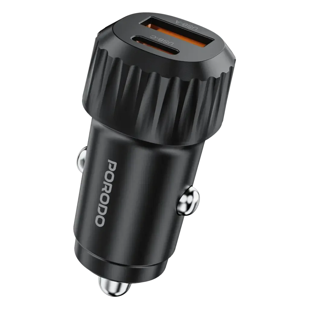 PORODO ELECTRO 60W DUAL PORT CAR CHARGER BLACK PDCC12NBK