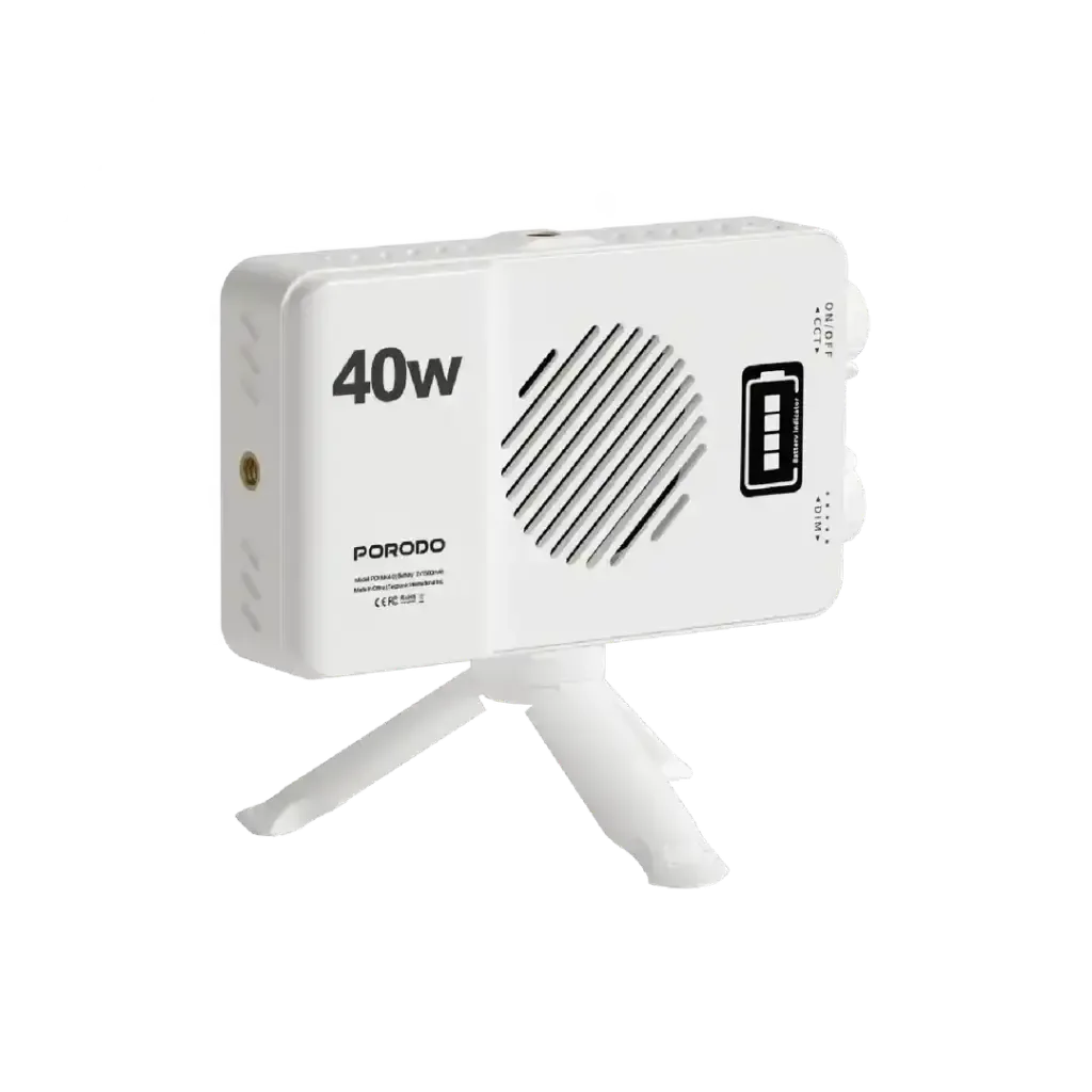 PORODO LIFESTYLE CANNES CAPTURE RECHARGEABLE HANDHELD PHOTOGRAPHY FILL LIGHT 40W WHITE PDYMK40WH