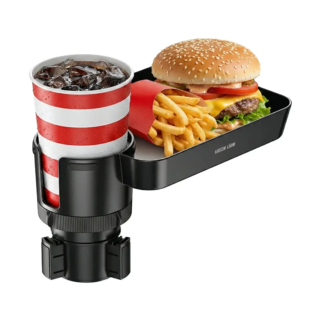 GREEN LION MULTI-FUNCTION CAR CUP HOLDER TRAY BLACK GNMCCPHLTRYBK